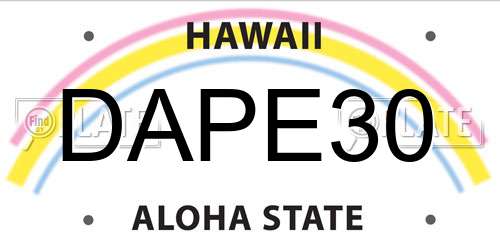 DAPE30 Hawaii License Plate