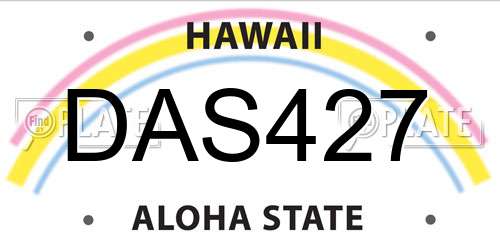 DAS427 Hawaii License Plate
