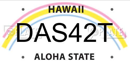 DAS42T Hawaii License Plate