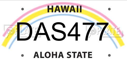 DAS477 Hawaii License Plate