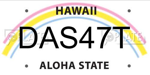 DAS47T Hawaii License Plate