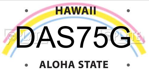 DAS75G Hawaii License Plate