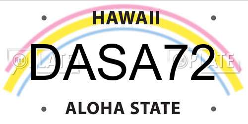 DASA72 Hawaii License Plate