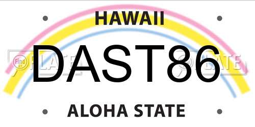 DAST86 Hawaii License Plate