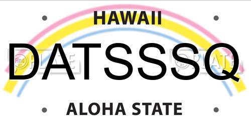 DATSSSQ Hawaii License Plate