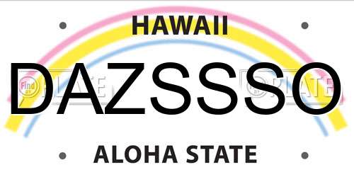DAZSSSO Hawaii License Plate