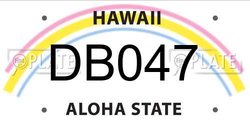 DB047 Hawaii License Plate