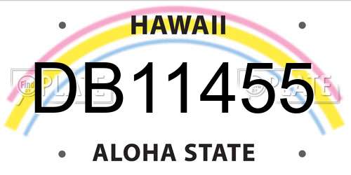 DB11455 Hawaii License Plate