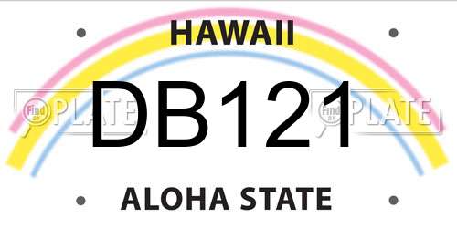 DB121 Hawaii License Plate