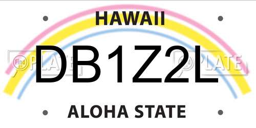 DB1Z2L Hawaii License Plate
