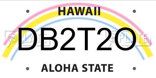 DB2T2O Hawaii License Plate