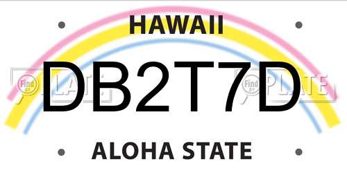 DB2T7D Hawaii License Plate
