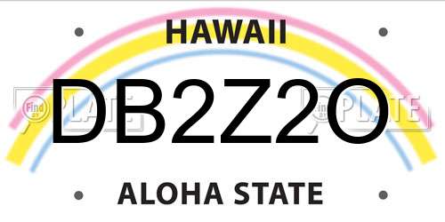 DB2Z2O Hawaii License Plate