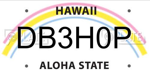 DB3H0P Hawaii License Plate