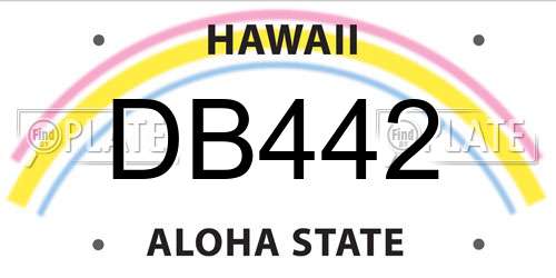 DB442 Hawaii License Plate