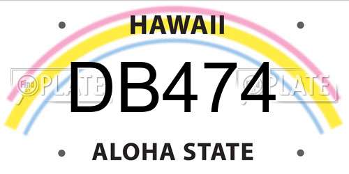 DB474 Hawaii License Plate