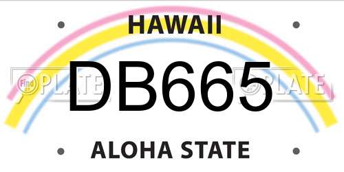 DB665 Hawaii License Plate