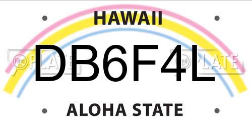 DB6F4L Hawaii License Plate