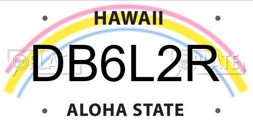 DB6L2R Hawaii License Plate