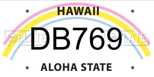 DB769 Hawaii License Plate