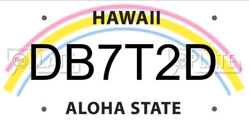 DB7T2D Hawaii License Plate