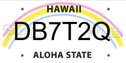 DB7T2Q Hawaii License Plate