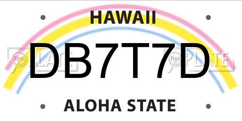 DB7T7D Hawaii License Plate