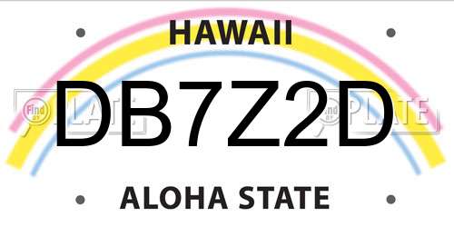 DB7Z2D Hawaii License Plate