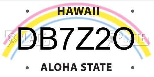 DB7Z2O Hawaii License Plate