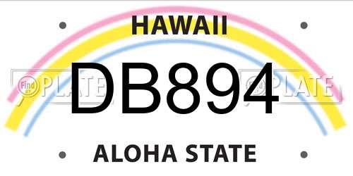 DB894 Hawaii License Plate