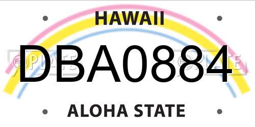 DBA0884 Hawaii License Plate