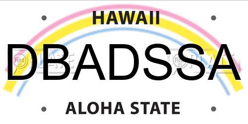 DBADSSA Hawaii License Plate