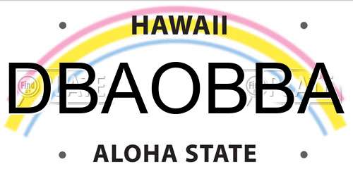 DBAOBBA Hawaii License Plate