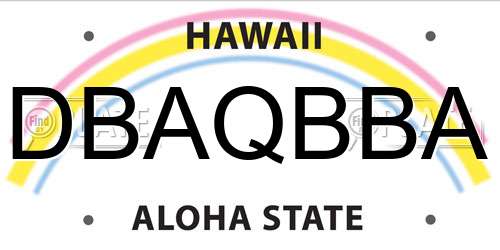 DBAQBBA Hawaii License Plate