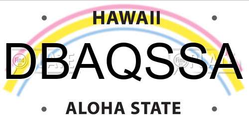 DBAQSSA Hawaii License Plate