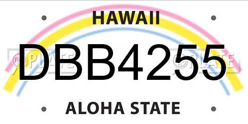 DBB4255 Hawaii License Plate