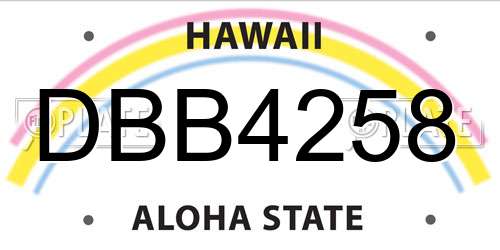 DBB4258 Hawaii License Plate