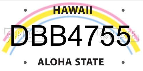 DBB4755 Hawaii License Plate