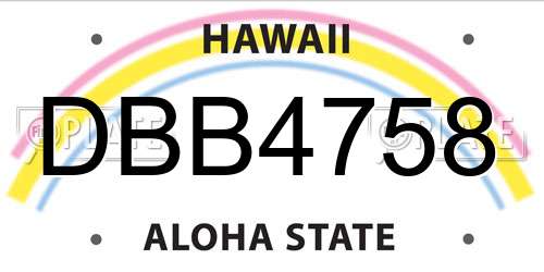 DBB4758 Hawaii License Plate