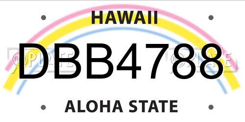 DBB4788 Hawaii License Plate