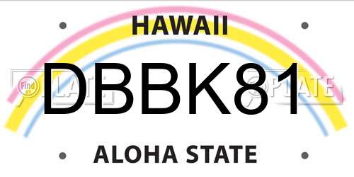 DBBK81 Hawaii License Plate