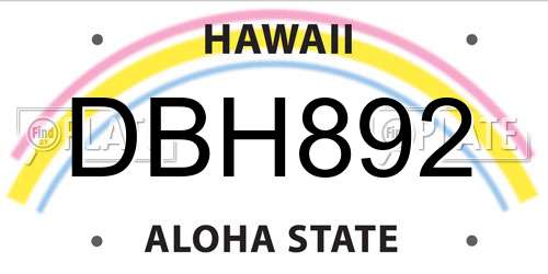 DBH892 Hawaii License Plate