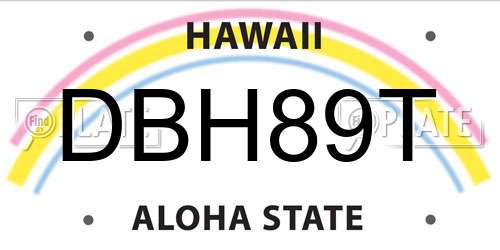 DBH89T Hawaii License Plate