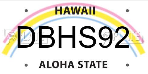 DBHS92 Hawaii License Plate