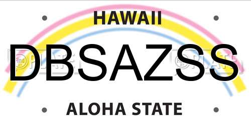 DBSAZSS Hawaii License Plate