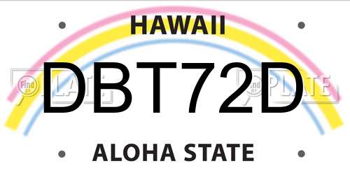 DBT72D Hawaii License Plate