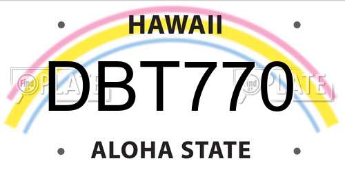 DBT770 Hawaii License Plate