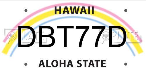 DBT77D Hawaii License Plate