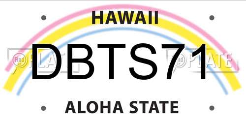 DBTS71 Hawaii License Plate