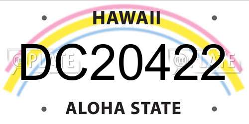 DC20422 Hawaii License Plate